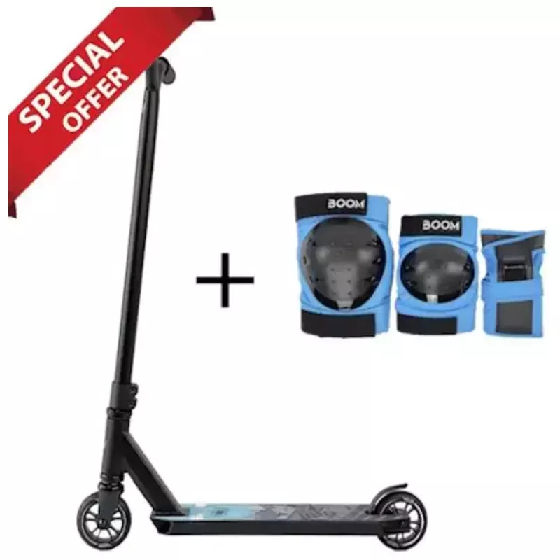 Flyby Lite V2 Complete Pro Scooter Black + Boom Classic Tripple Pad set Blue XS